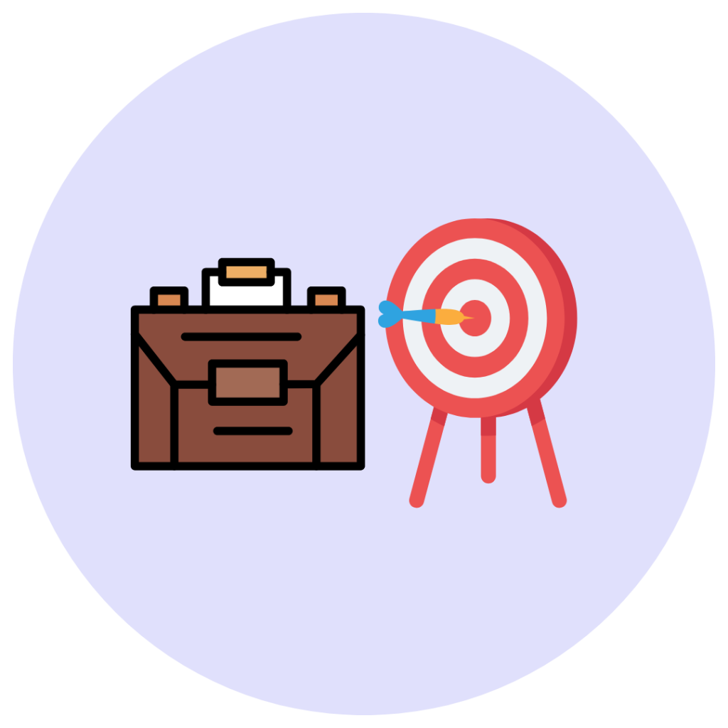 Image of illustrated briefcase and target.